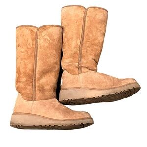 UGG Tan Classic Tall Shearling Boots, Size 5